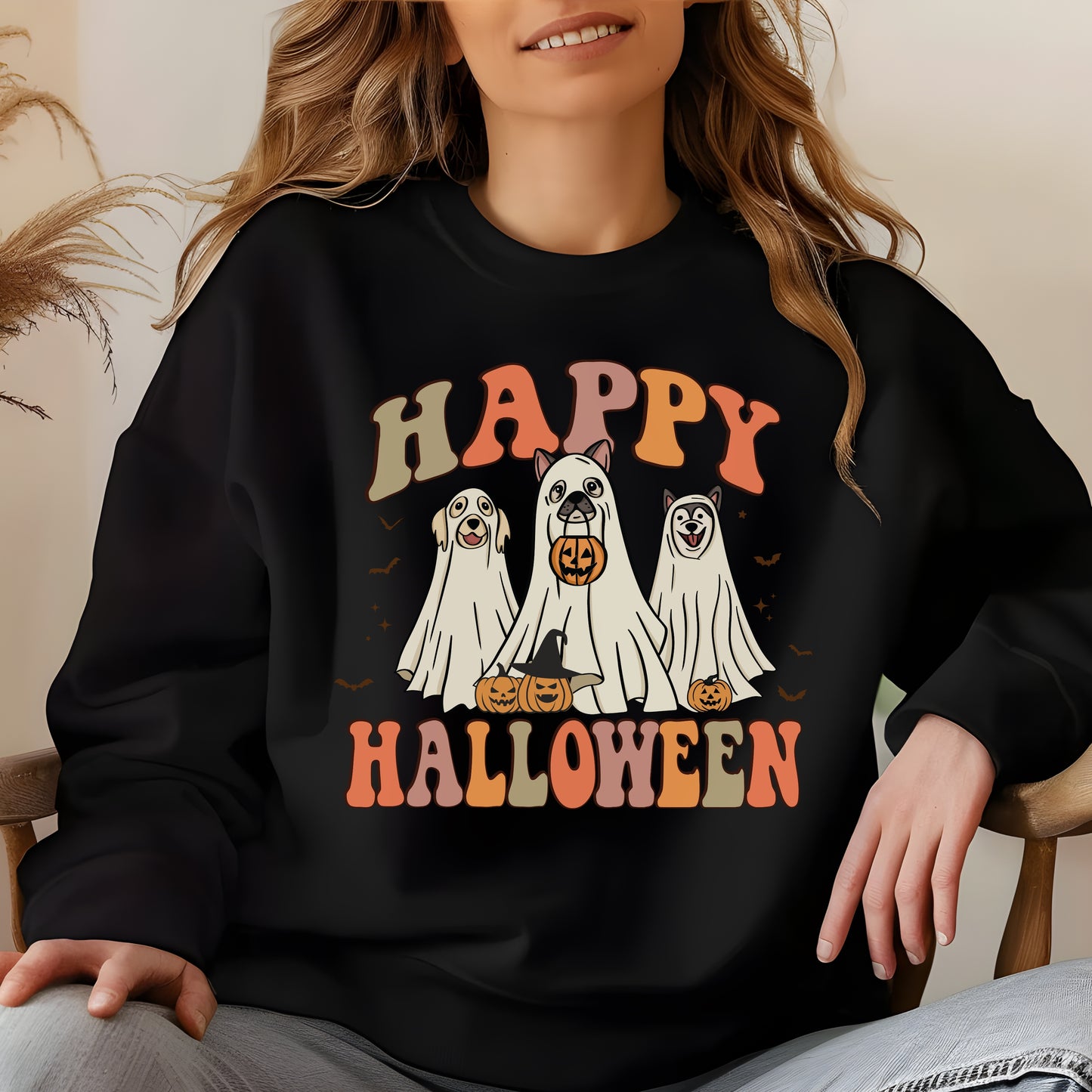 Happy Halloween spooky dog sweatshirt