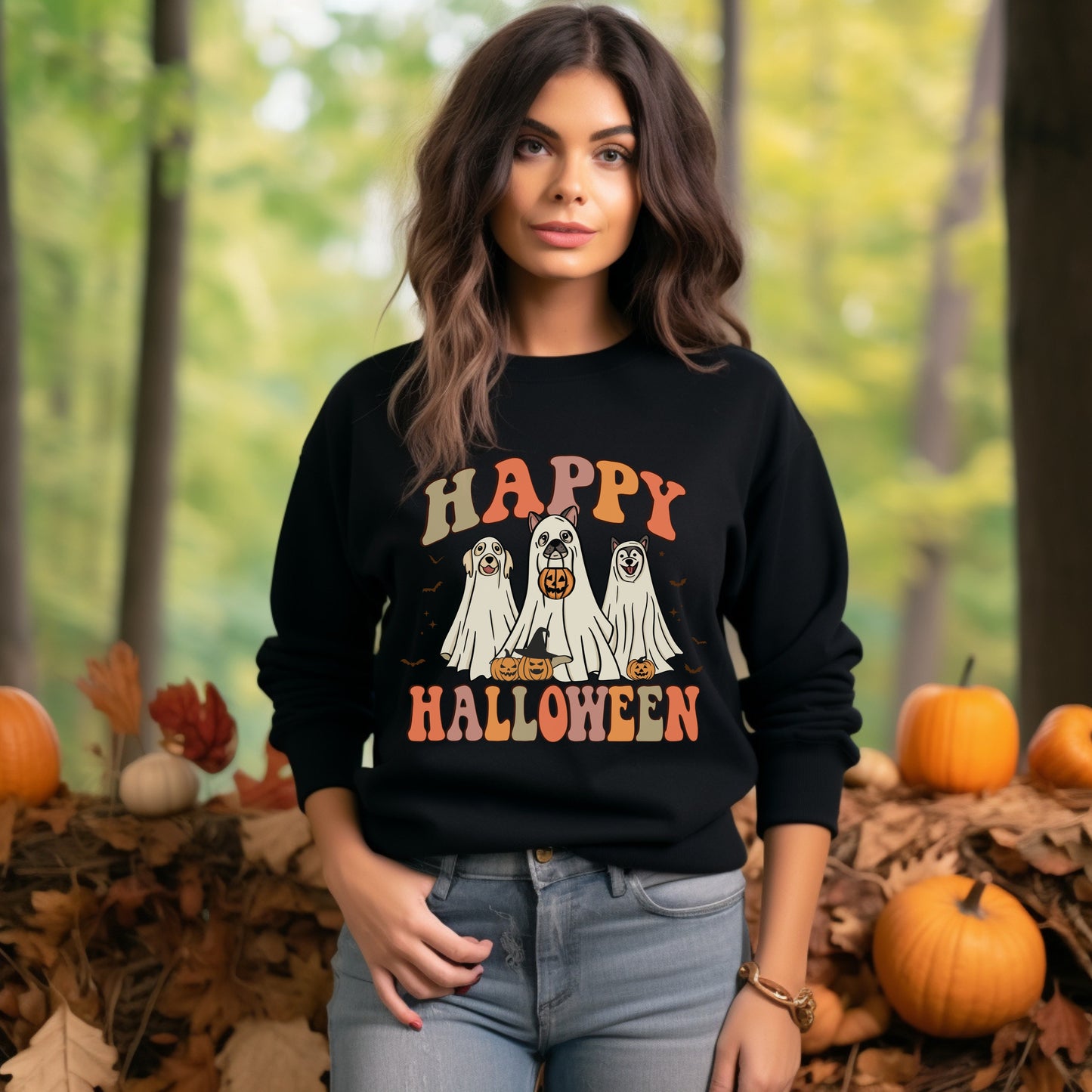 Happy Halloween spooky dog sweatshirt