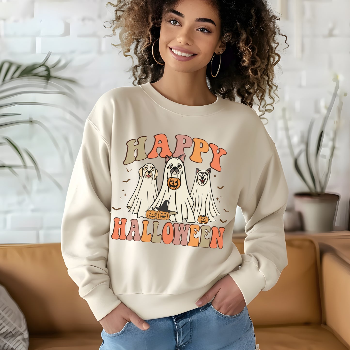 Happy Halloween spooky dog sweatshirt