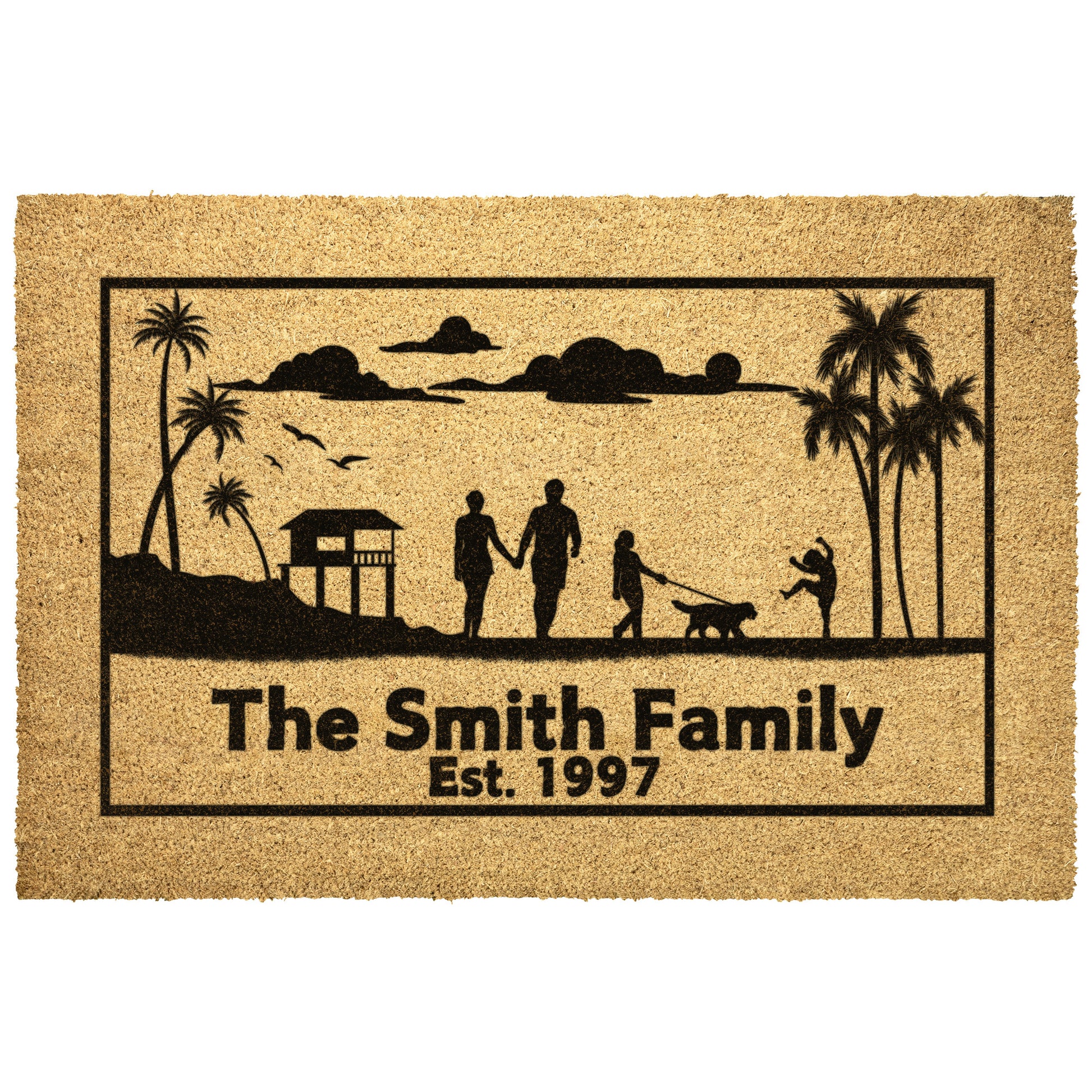 Family at the beach Custom Family Name and Established Date