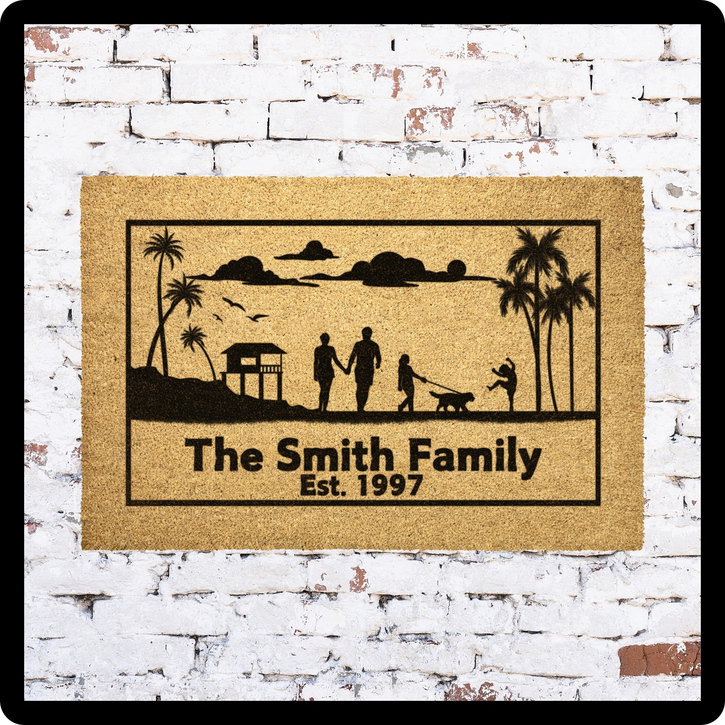 Family at the beach Custom Family Name and Established Date