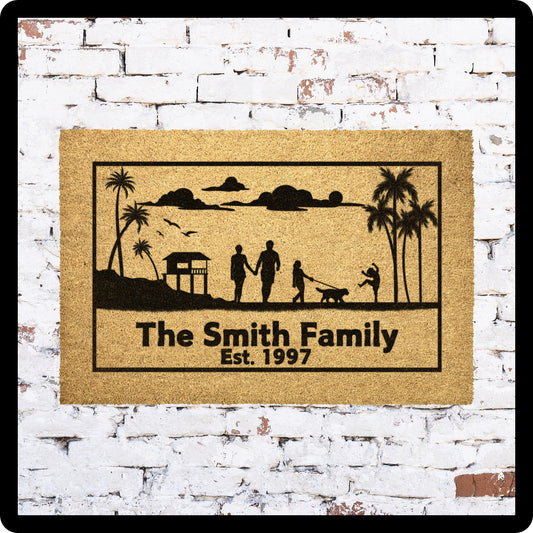 Family at the beach Custom Family Name and Established Date