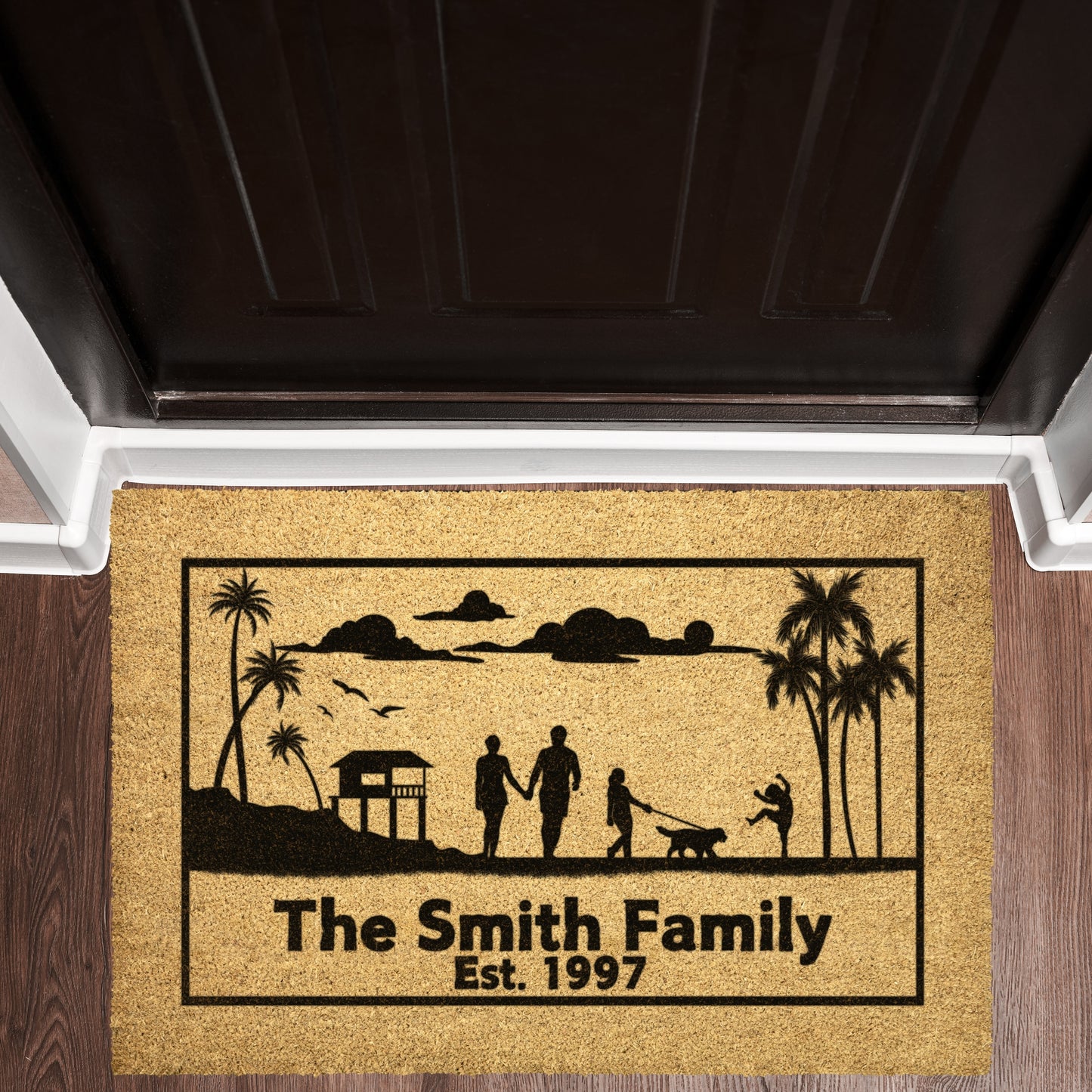 Family at the beach Custom Family Name and Established Date