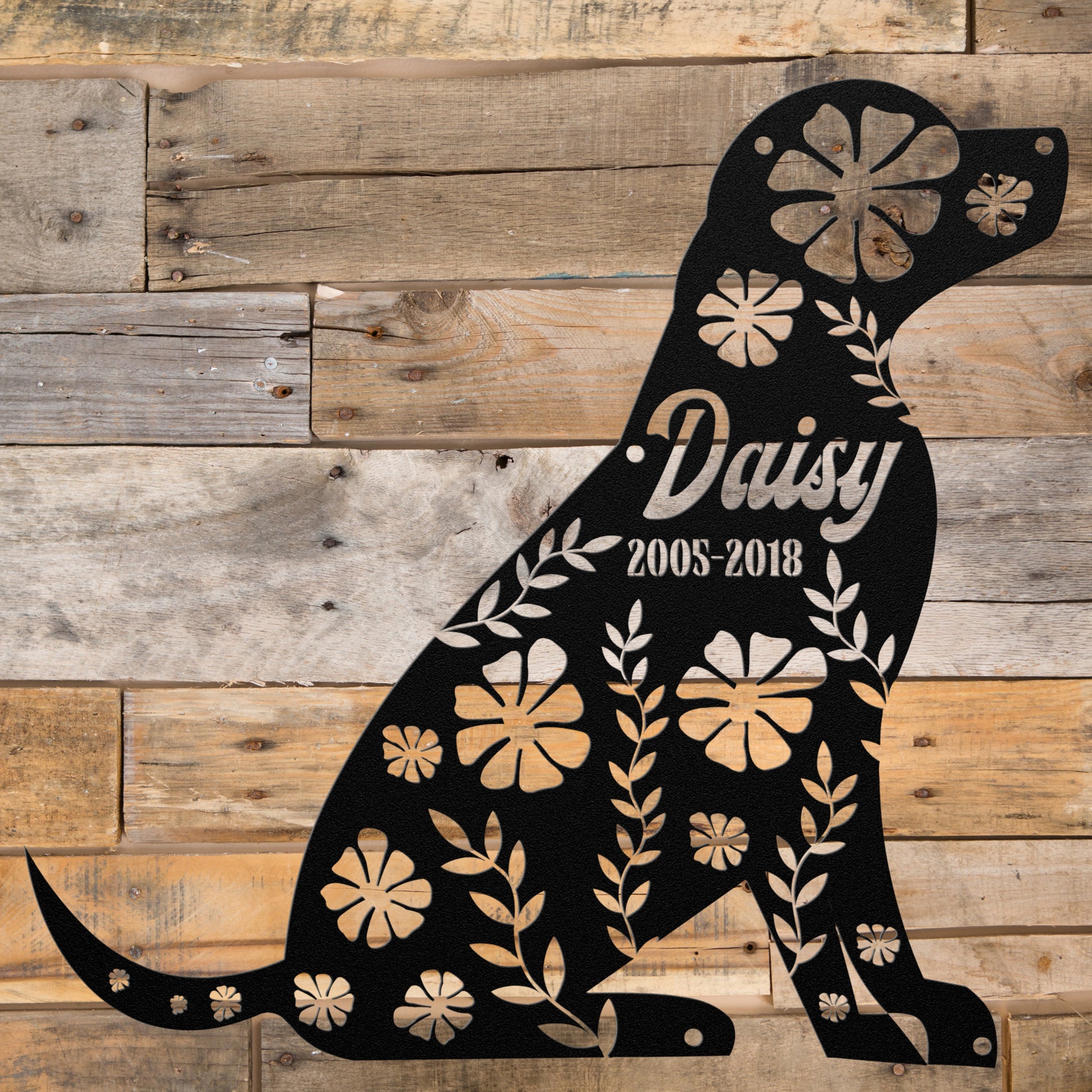 Black dog, Remember your cherished pet with this lovely metal sign that is customizable with Name and dates.