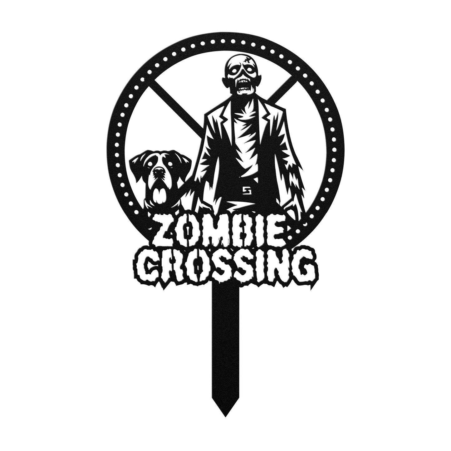 spooky zombie crossing yard sign