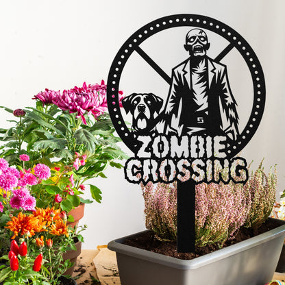 spooky zombie crossing yard sign